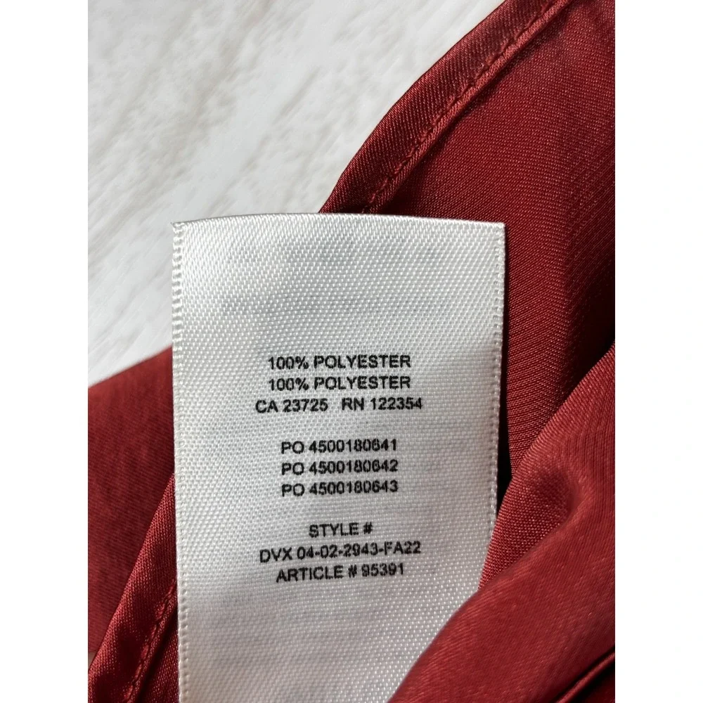 Wilfred Aritzia XS Rust Satin Tie Front Blouse Long Sleeve NWT Chic - Picture 8 of 9